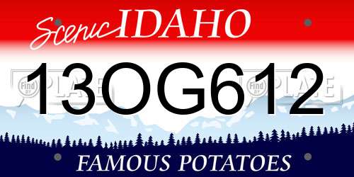 13OG612 Idaho License Plate