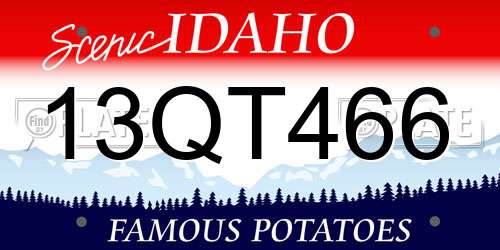 13QT466 Idaho License Plate