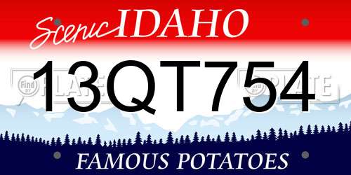 13QT754 Idaho License Plate