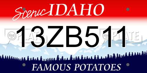 13ZB511 Idaho License Plate