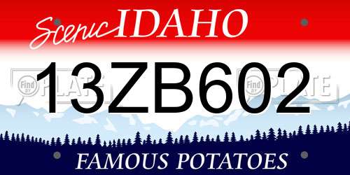13ZB602 Idaho License Plate
