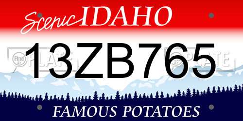13ZB765 Idaho License Plate