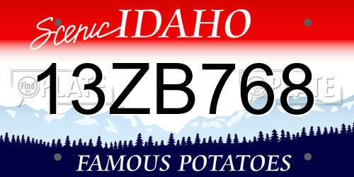 13ZB768 Idaho License Plate