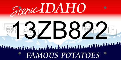 13ZB822 Idaho License Plate