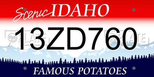 13ZD760 Idaho License Plate