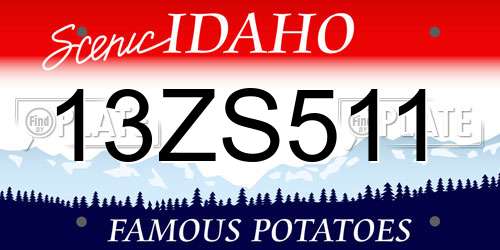 13ZS511 Idaho License Plate