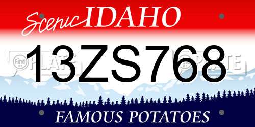 13ZS768 Idaho License Plate