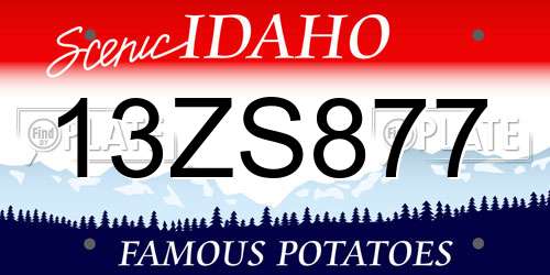 13ZS877 Idaho License Plate