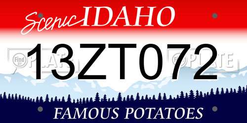 13ZT072 Idaho License Plate