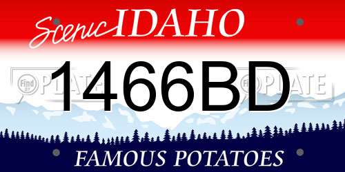 1466BD Idaho License Plate
