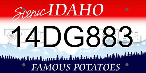 14DG883 Idaho License Plate