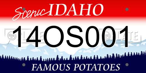 14OS001 Idaho License Plate