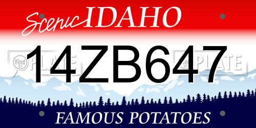14ZB647 Idaho License Plate