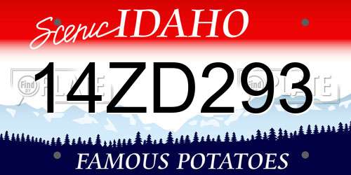 14ZD293 Idaho License Plate