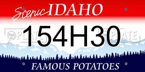 154H30 Idaho License Plate