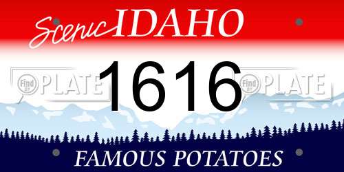 1616 Idaho License Plate