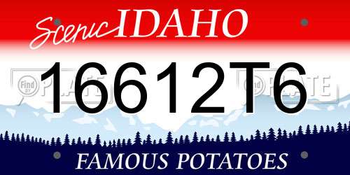 16612T6 Idaho License Plate
