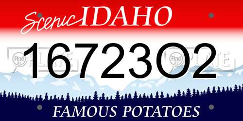 16723O2 Idaho License Plate