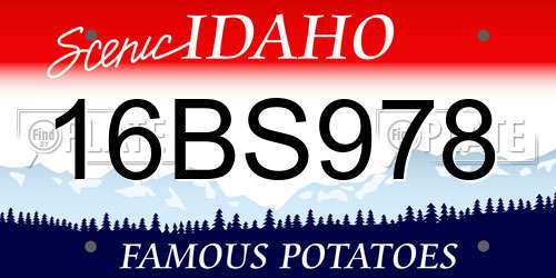 16BS978 Idaho License Plate