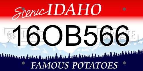 16OB566 Idaho License Plate