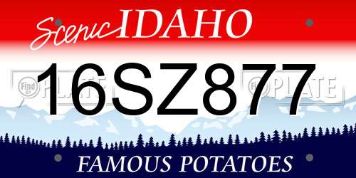 16SZ877 Idaho License Plate
