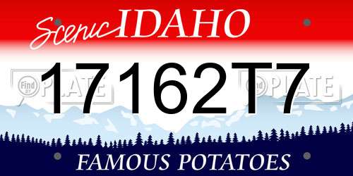 17162T7 Idaho License Plate
