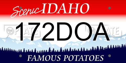 172DOA Idaho License Plate