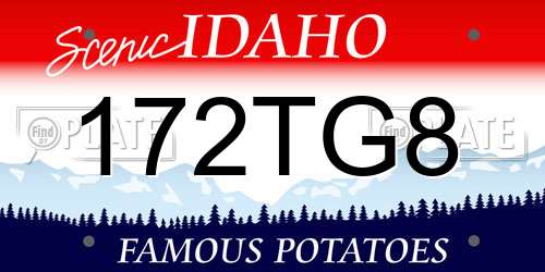 172TG8 Idaho License Plate