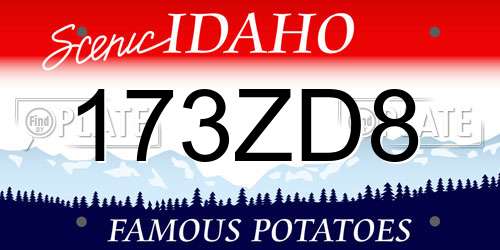 173ZD8 Idaho License Plate