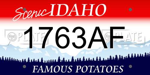 1763AF Idaho License Plate