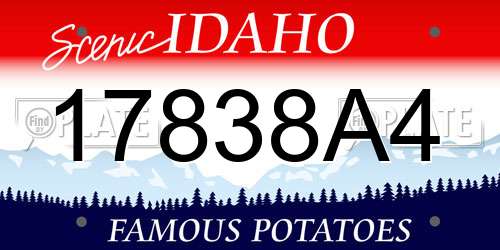 17838A4 Idaho License Plate
