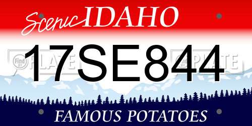 17SE844 Idaho License Plate