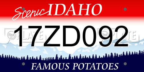 17ZD092 Idaho License Plate