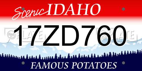 17ZD760 Idaho License Plate