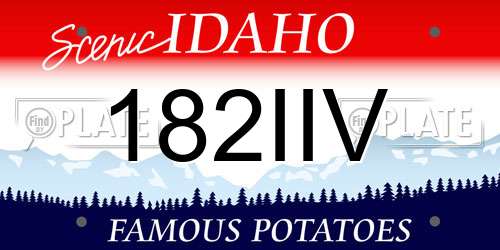 182IIV Idaho License Plate