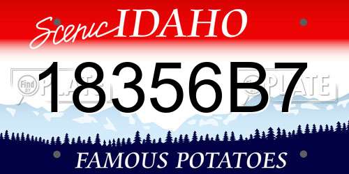 18356B7 Idaho License Plate