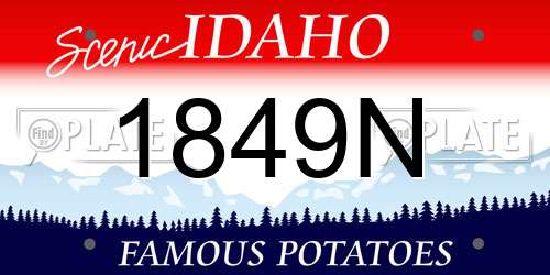 1849N Idaho License Plate