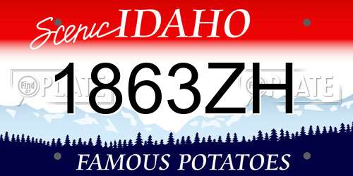 1863ZH Idaho License Plate