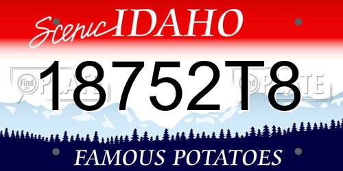 18752T8 Idaho License Plate