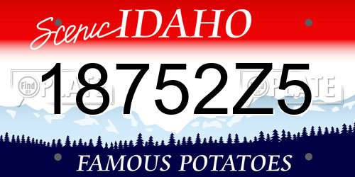 18752Z5 Idaho License Plate