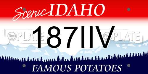 187IIV Idaho License Plate