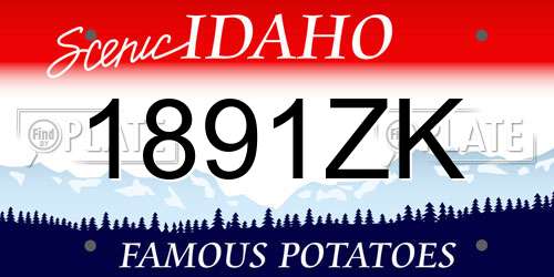 1891ZK Idaho License Plate