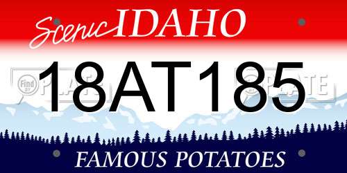 18AT185 Idaho License Plate