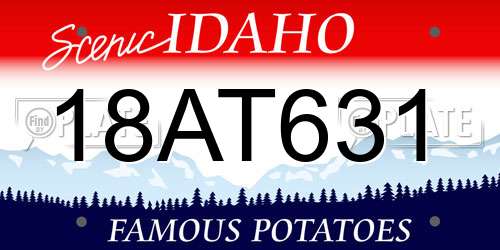 18AT631 Idaho License Plate