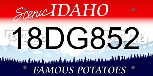 18DG852 Idaho License Plate