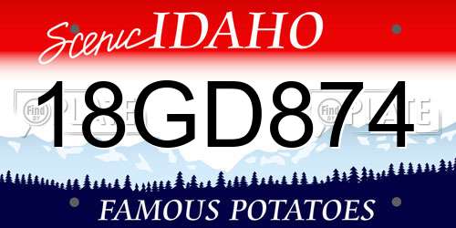 18GD874 Idaho License Plate