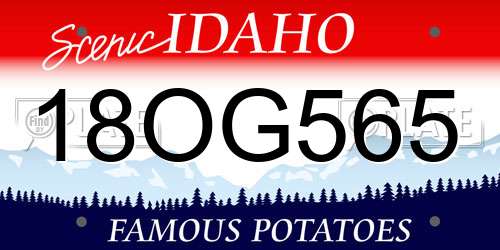 18OG565 Idaho License Plate