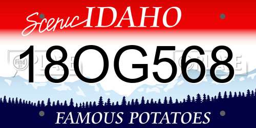 18OG568 Idaho License Plate