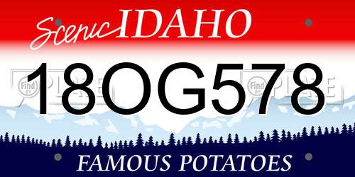18OG578 Idaho License Plate