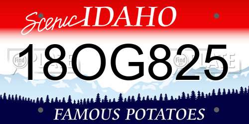 18OG825 Idaho License Plate